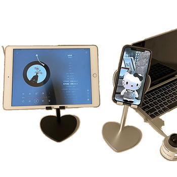 Suport de birou din lemn în formă de inimă pentru telefon și tabletă, reglabil și telescopic, ideal pentru streaming live