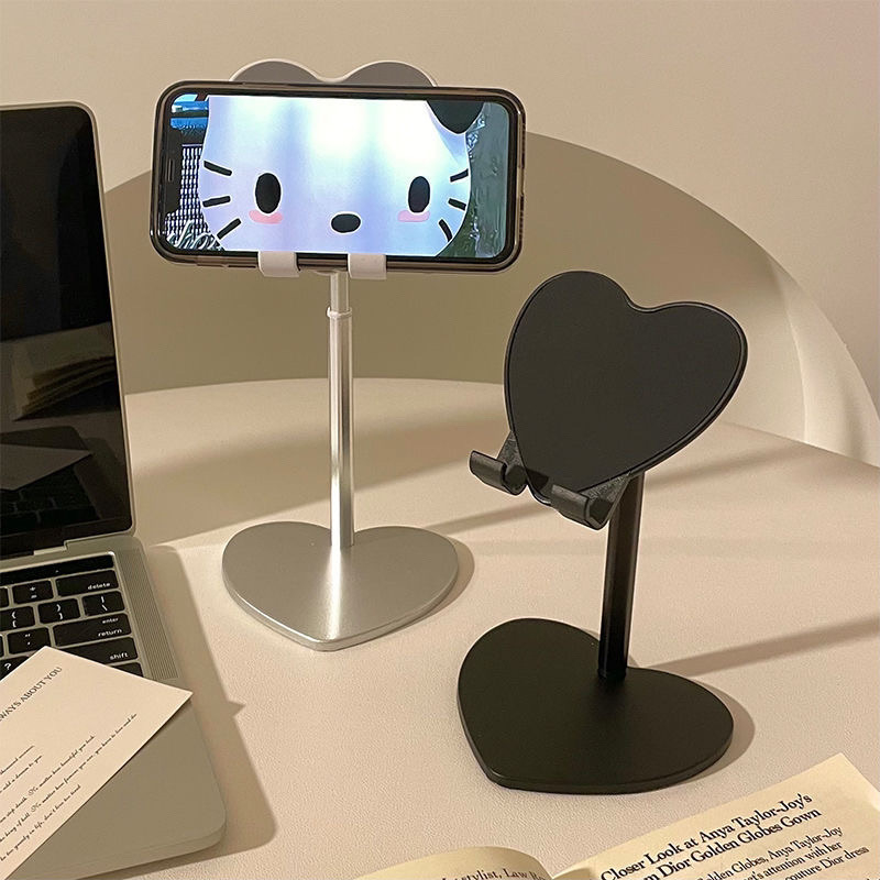 Suport de birou din lemn în formă de inimă pentru telefon și tabletă, reglabil și telescopic, ideal pentru streaming live