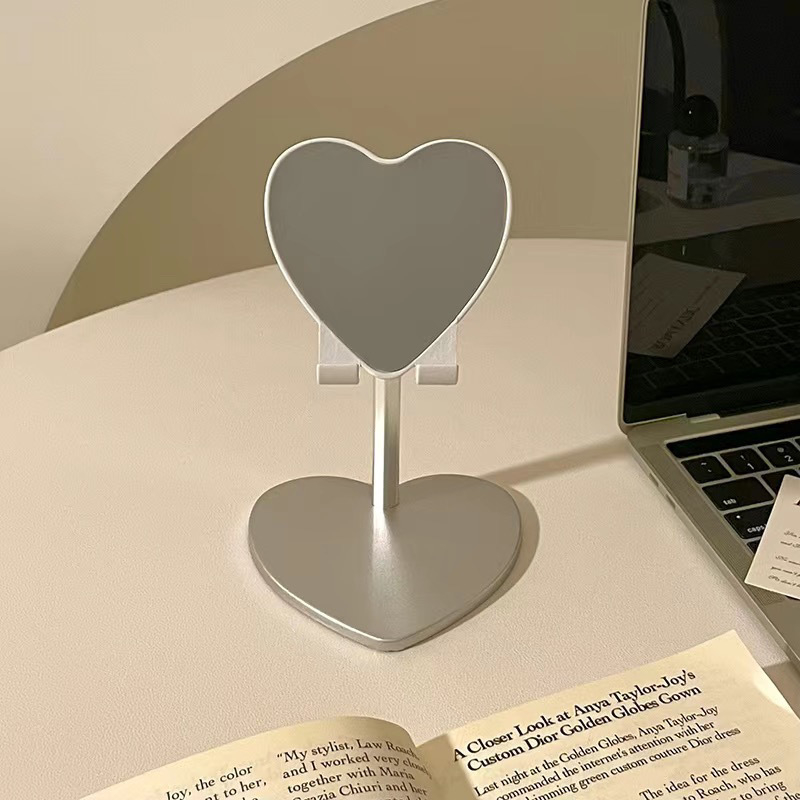 Suport de birou din lemn în formă de inimă pentru telefon și tabletă, reglabil și telescopic, ideal pentru streaming live