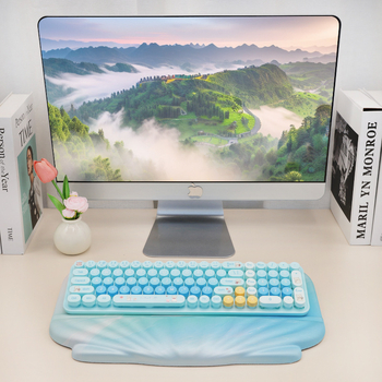 Θήκη καρπού για πληκτρολόγιο - ενσωματωμένη, μαλακή και άνετη, αντιολισθητική, μονόπλευρη, ύφασμα + αφρός + PU κάτω, εκτύπωση μεταφοράς θερμότητας