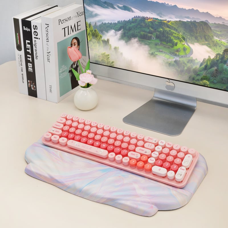 Θήκη καρπού για πληκτρολόγιο - ενσωματωμένη, μαλακή και άνετη, αντιολισθητική, μονόπλευρη, ύφασμα + αφρός + PU κάτω, εκτύπωση μεταφοράς θερμότητας