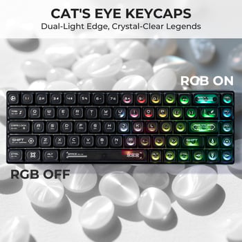 XVX Cat's Eye priehľadné krytky kláves pre mechanické klávesnice, 136 kláves, materiál PBT+PC, RGB podsvietenie, kompatibilné so 99% klávesnicami s magnetickou osou, prispôsobiteľné