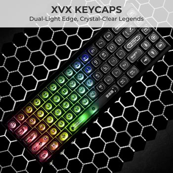 XVX Cat's Eye priehľadné krytky kláves pre mechanické klávesnice, 136 kláves, materiál PBT+PC, RGB podsvietenie, kompatibilné so 99% klávesnicami s magnetickou osou, prispôsobiteľné