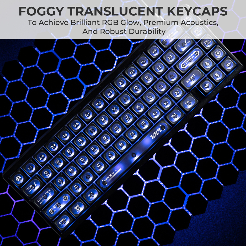 XVX Cat's Eye priehľadné krytky kláves pre mechanické klávesnice, 136 kláves, materiál PBT+PC, RGB podsvietenie, kompatibilné so 99% klávesnicami s magnetickou osou, prispôsobiteľné