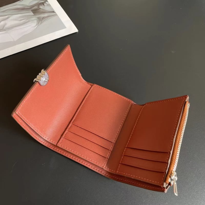 Дамски портфейл от естествена кожа с отпечатък на длан, портфейл с три сгъвки и изрязани флорални детайли, подплатен полиестер, за ежедневна употреба