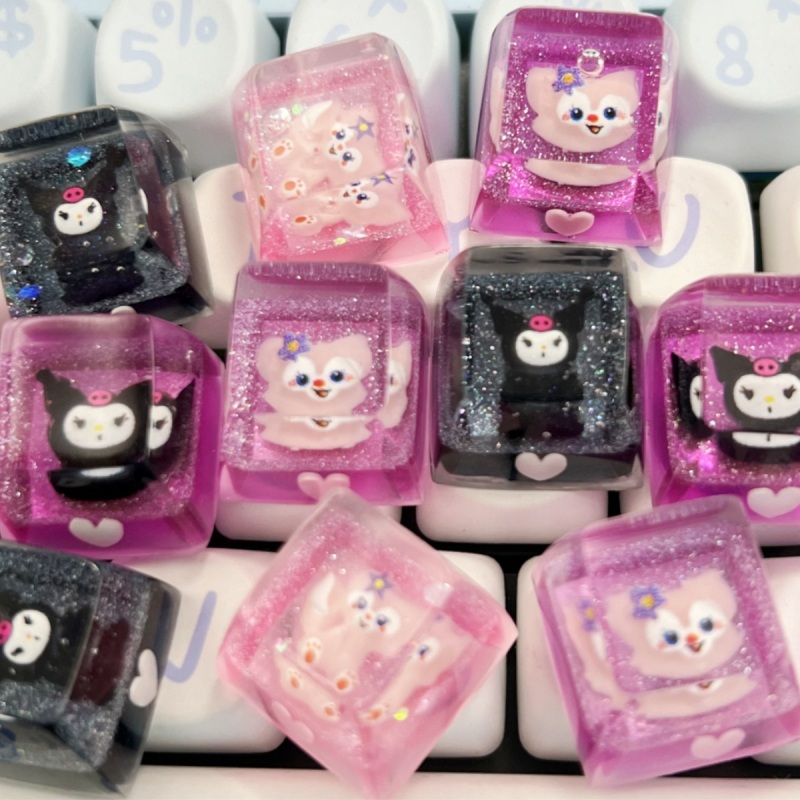 Εποξειδικός διαφανής Sanrio keycap – χειροποίητο DIY εξατομικευμένο 3D keycap για μηχανικά πληκτρολόγια με διασταύρωση άξονα (μοναδικό τεμάχιο)