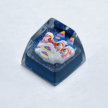 Διαφανές εποξικό προσωπικό καπάκι πλήκτρων με σχέδιο κινεζικού στυλ λιονταριού αφύπνισης, DIY χειροποίητο, μοντέλο 87H για μηχανικά πληκτρολόγια με διασταυρούμενο άξονα