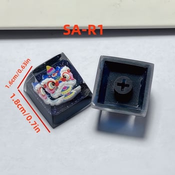 Διαφανές εποξικό προσωπικό καπάκι πλήκτρων με σχέδιο κινεζικού στυλ λιονταριού αφύπνισης, DIY χειροποίητο, μοντέλο 87H για μηχανικά πληκτρολόγια με διασταυρούμενο άξονα