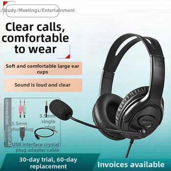 Drôtové slúchadlá s mikrofónom, 3,5 mm konektor, 1,5 m kábel, na hlavu, pre telefonické hovory a online vzdelávanie