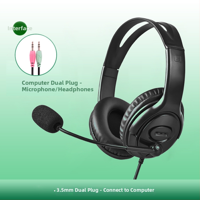 Drôtové slúchadlá s mikrofónom, 3,5 mm konektor, 1,5 m kábel, na hlavu, pre telefonické hovory a online vzdelávanie