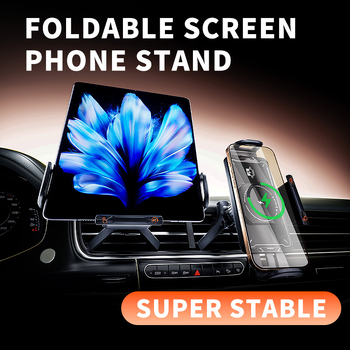 Αναδιπλούμενο στηρίγμα κινητού αυτοκινήτου με περιστροφή 360°, ασύρματη φόρτιση, μαγνητική φόρτιση, QC 3.0, 15W εξοδος