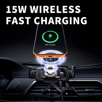 Αναδιπλούμενο στηρίγμα κινητού αυτοκινήτου με περιστροφή 360°, ασύρματη φόρτιση, μαγνητική φόρτιση, QC 3.0, 15W εξοδος