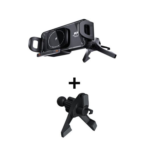 Αναδιπλούμενο στηρίγμα κινητού αυτοκινήτου με περιστροφή 360°, ασύρματη φόρτιση, μαγνητική φόρτιση, QC 3.0, 15W εξοδος