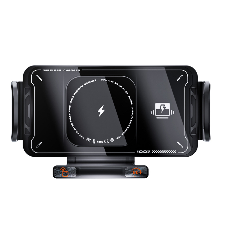 Αναδιπλούμενο στηρίγμα κινητού αυτοκινήτου με περιστροφή 360°, ασύρματη φόρτιση, μαγνητική φόρτιση, QC 3.0, 15W εξοδος