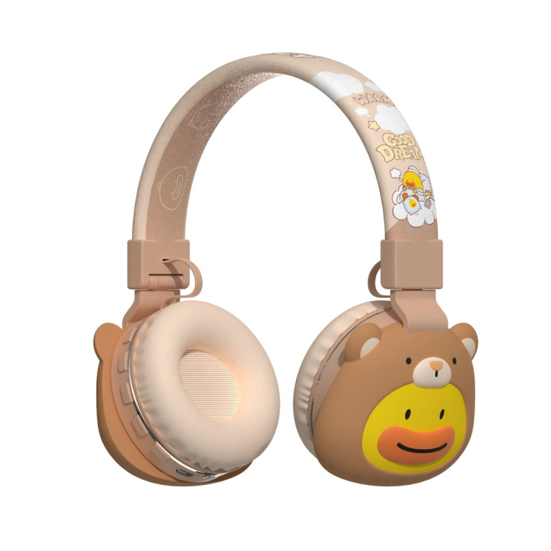 Fejre szerelt Bluetooth fejhallgató rajzfilmszerű dizájnnal, Bluetooth 5.3, 15 m hatótávolság, IPX3 vízálló, 8+ órás üzemidő