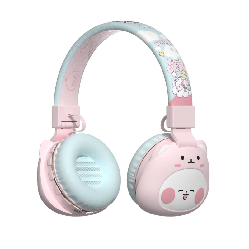 Fejre szerelt Bluetooth fejhallgató rajzfilmszerű dizájnnal, Bluetooth 5.3, 15 m hatótávolság, IPX3 vízálló, 8+ órás üzemidő