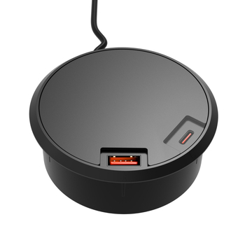 Încărcător wireless USB-C PD45W pentru laptopuri și telefoane, în mobilier de birou încastrat, QC3.0