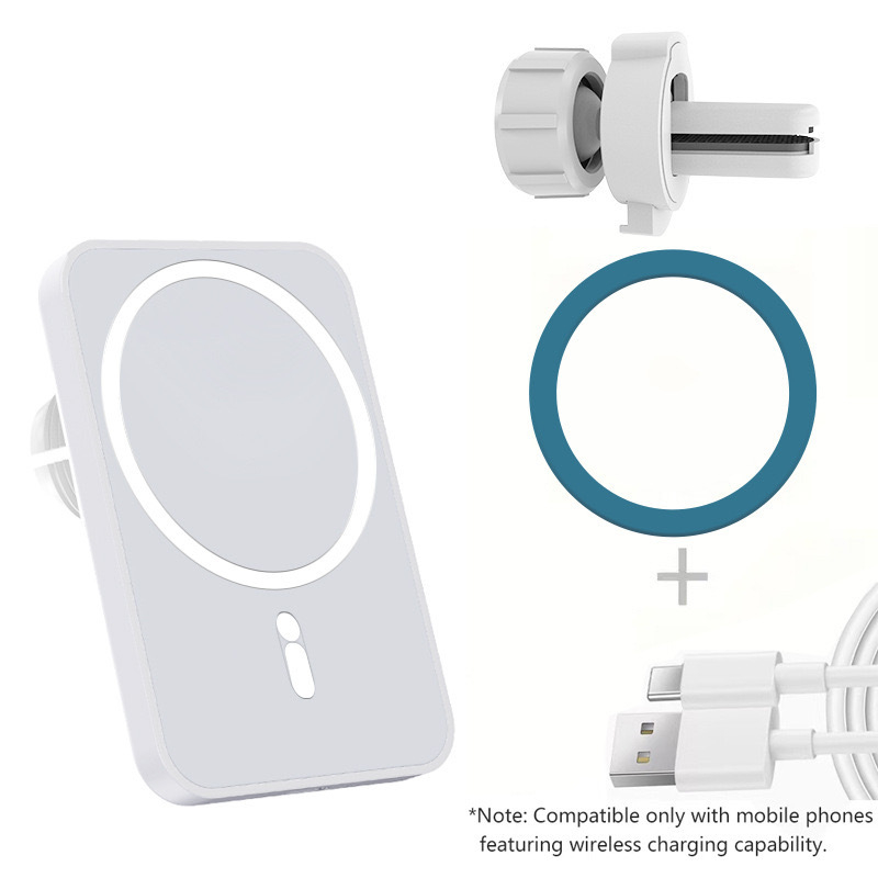 Автомобилен държач за телефон с магнитно безжично зареждане MagSafe за iPhone – PD бързо зареждане до 15W (монтиране в автомобил)