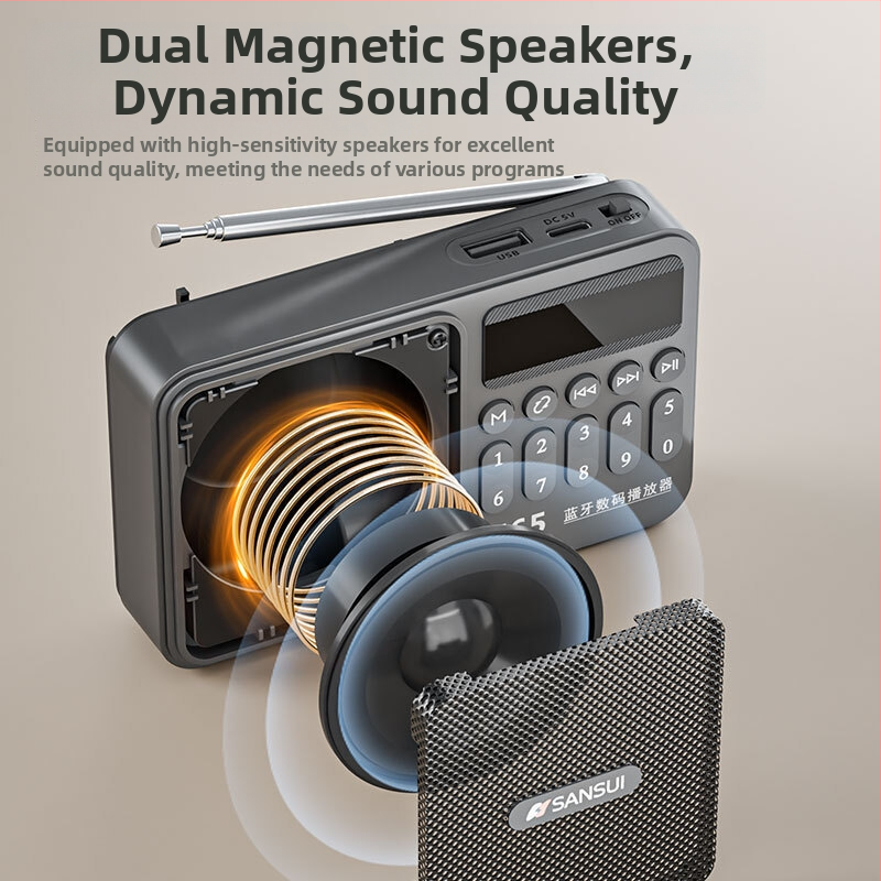 Sansui F65 Bluetooth audio atskaņotājs ar kartes slotu un radio, mono skaņa, 3W jauda