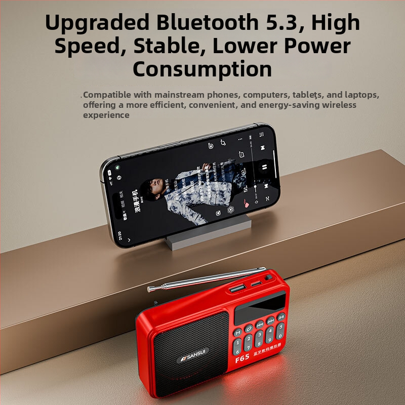 Sansui F65 Bluetooth audio atskaņotājs ar kartes slotu un radio, mono skaņa, 3W jauda