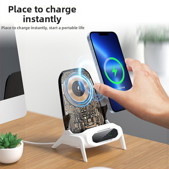 Bezdrôtová nabíjačka pre stolný držiak na telefón, magnetické nabíjanie až do 100W, horizontálne/vertikálne automatické rozpoznanie, QC3.0, 2-5A
