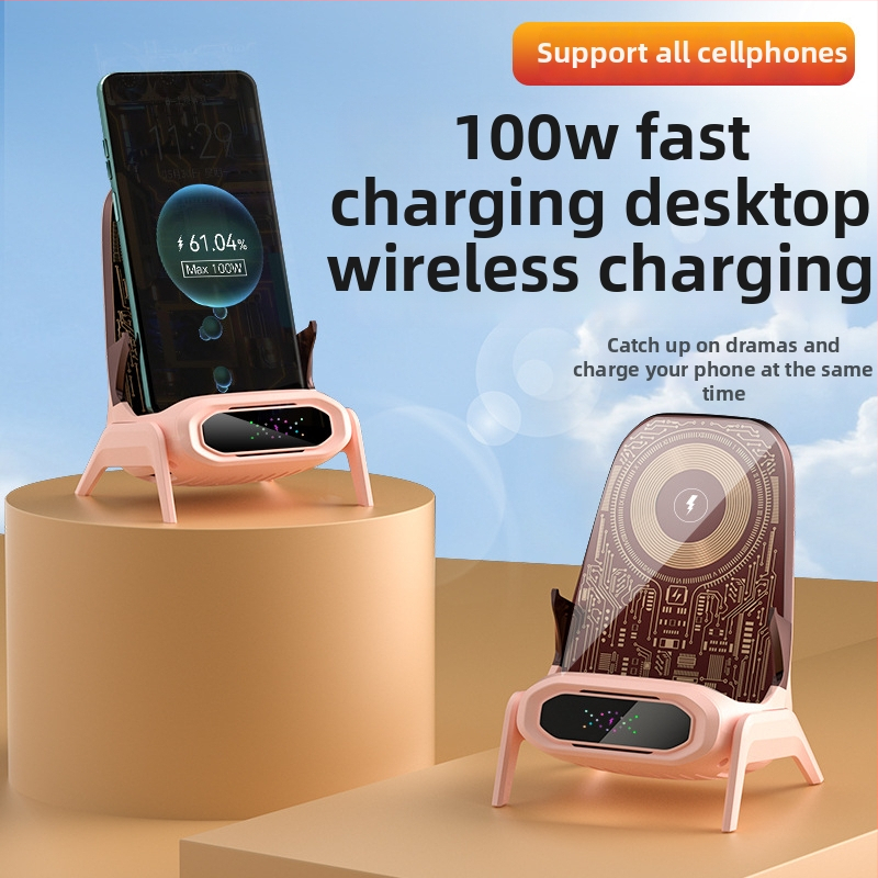 Bezdrôtová nabíjačka pre stolný držiak na telefón, magnetické nabíjanie až do 100W, horizontálne/vertikálne automatické rozpoznanie, QC3.0, 2-5A