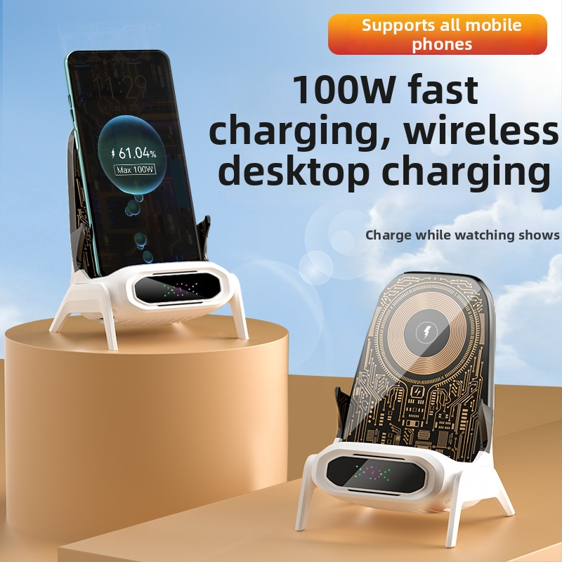 Bezdrôtová nabíjačka pre stolný držiak na telefón, magnetické nabíjanie až do 100W, horizontálne/vertikálne automatické rozpoznanie, QC3.0, 2-5A