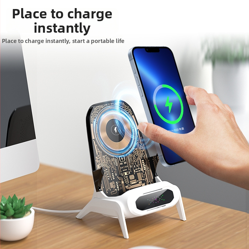 Bezdrôtová nabíjačka pre stolný držiak na telefón, magnetické nabíjanie až do 100W, horizontálne/vertikálne automatické rozpoznanie, QC3.0, 2-5A