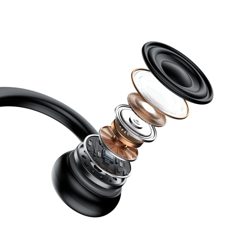 Slúchadlá s kosťovou vodivosťou, bezdrôtové Bluetooth 5.3, výdrž batérie 4-8 h, IPX4 vodeodolné, dosah 15 m, bilaterálny stereozvuk