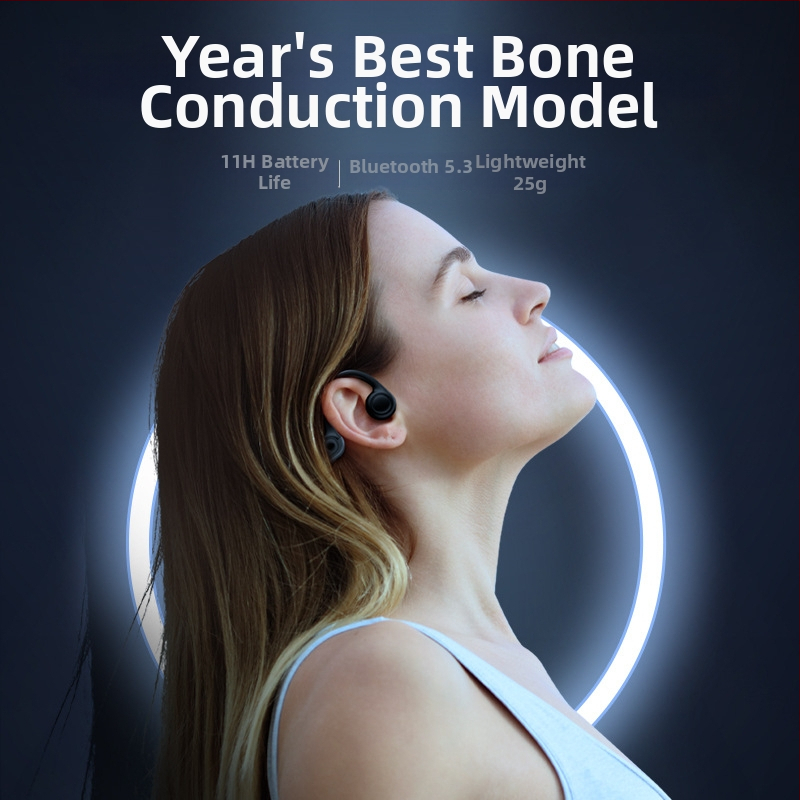 Slúchadlá s kosťovou vodivosťou, bezdrôtové Bluetooth 5.3, výdrž batérie 4-8 h, IPX4 vodeodolné, dosah 15 m, bilaterálny stereozvuk