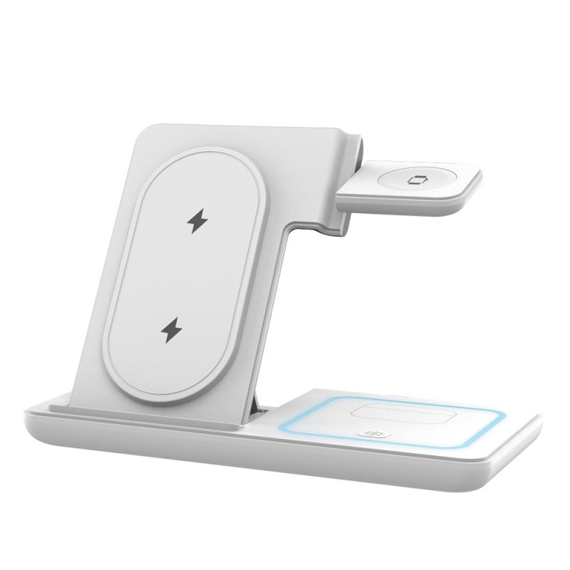 3‑az‑1‑ben vezeték nélküli töltő összecsukható asztali tartóval, mágneses töltés, QC3.0, Qi 15W, Teljesítmény 22.5W