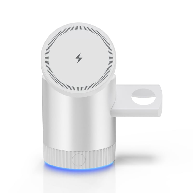 3-в-1 магнитно безжично зарядно за iPhone 15, слушалки и часовник MagSafe — PD протокол, магнитно зареждане, изход 3 A, максимум 15 W, обща мощност 23 W