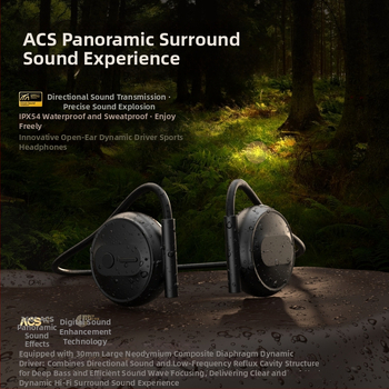 Căști Bluetooth sport fără intrare în ureche, cu bandă pentru gât, IPX5 rezistente la apă, BT 5.4, autonomie >8 h, rază >10 m