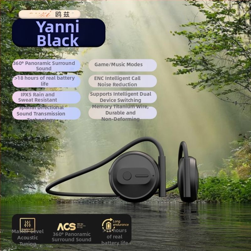 Căști Bluetooth sport fără intrare în ureche, cu bandă pentru gât, IPX5 rezistente la apă, BT 5.4, autonomie >8 h, rază >10 m