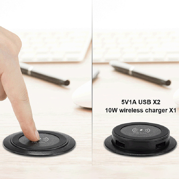 T9 вградена мебелна безжична зарядна станция - 15W Qi, USB мултифункционална