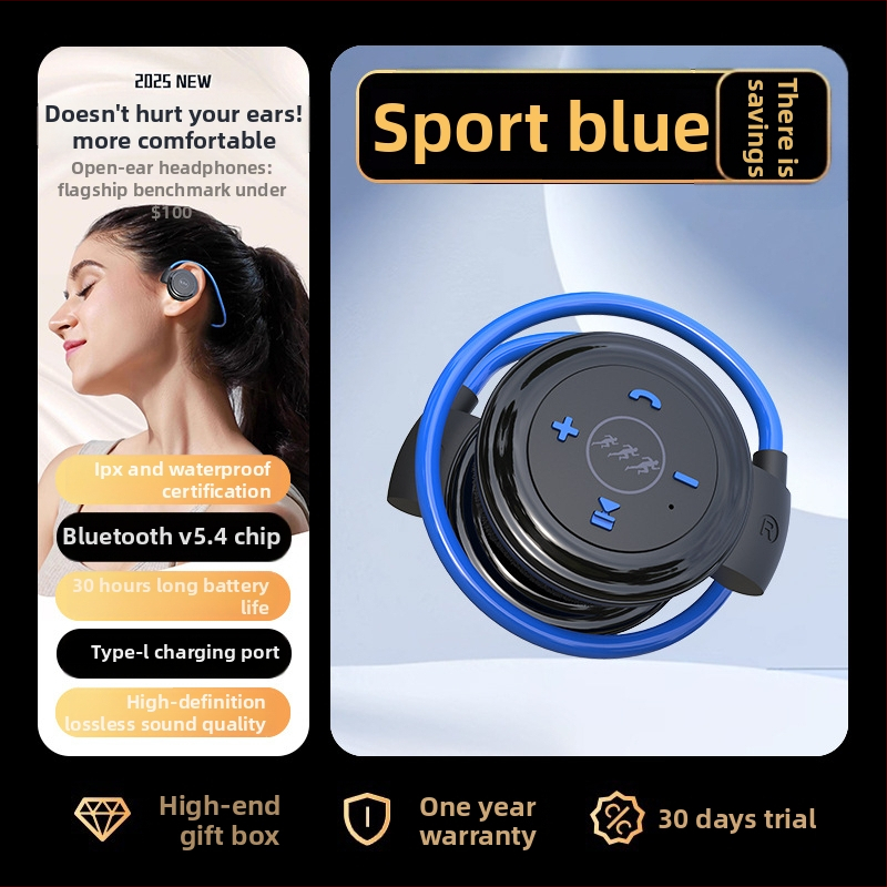 Bezdrôtové športové slúchadlá Bluetooth s MP3 prehrávačom, cez uši, IPX4, 8 h výdrž, Bluetooth 5.4, dosah 10 m, stereo duálne