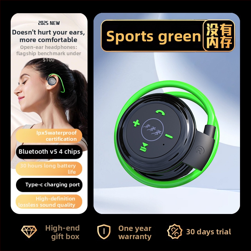 Bezdrôtové športové slúchadlá Bluetooth s MP3 prehrávačom, cez uši, IPX4, 8 h výdrž, Bluetooth 5.4, dosah 10 m, stereo duálne