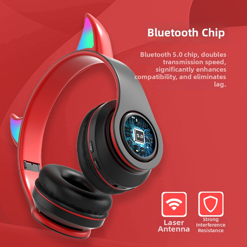 Vezeték nélküli Bluetooth fejhallgató lélegző fényű, 10 m hatótávolság, Bluetooth 5.0, sztereó hang, 4–8 óra üzemidő, összecsukható kialakítás