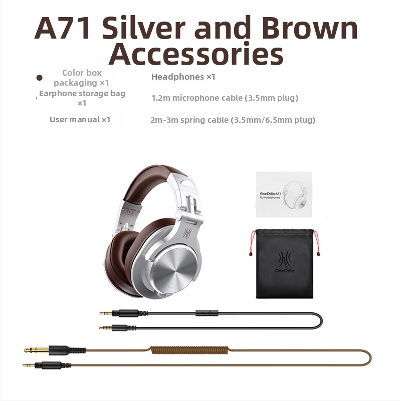 OneOdio káblové DJ monitorovacie slúchadlá s mikrofónom, frekvenčný rozsah 20–20 kHz, impedancia 32 Ω, 3,5/6,3 mm konektor, kábel 3 m