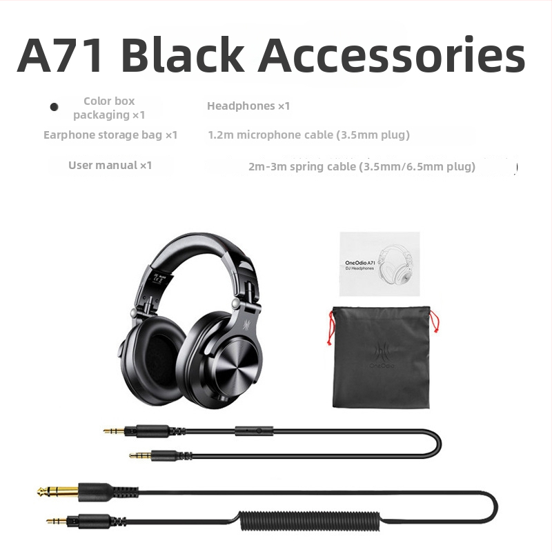 OneOdio káblové DJ monitorovacie slúchadlá s mikrofónom, frekvenčný rozsah 20–20 kHz, impedancia 32 Ω, 3,5/6,3 mm konektor, kábel 3 m