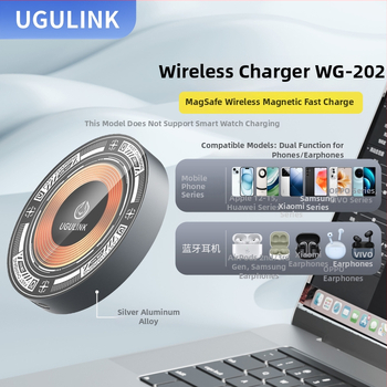 Alumíniumötvözetű három az egyben mágneses vezeték nélküli töltő Apple, Huawei és Android telefonokhoz, fülhallgatók és órák számára, 15W gyors töltés, 1,7A kimenet, Qi szabvány