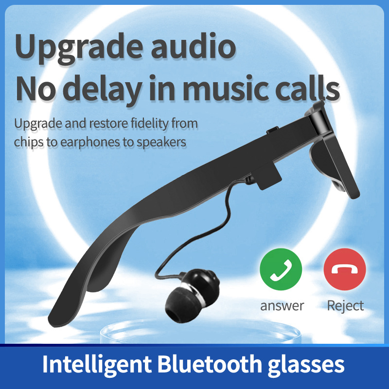 Ochelari Bluetooth inteligenți cu căști încorporate pentru muzică și apeluri, purtați pe cap, Bluetooth 5.0, rază 10 m, autonomie baterie 4–8 ore