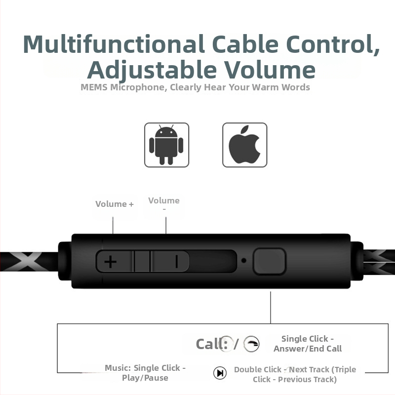 Vezetékes fülhallgató futáshoz – fülre akasztós kialakítás, 3,5 mm csatlakozó, érzékenység 96 dB/mW