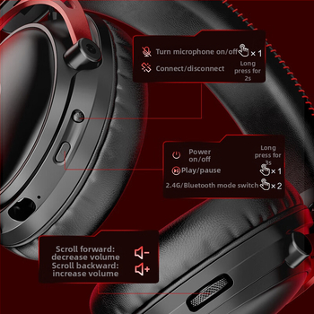 HP GH20 Ακουστικά Παιχνιδιών Over-Ear, 7.1 Surround, Wired/Wireless/Bluetooth, 53 mm drivers, 20–20 kHz, 32 Ω, 2,1 m καλώδιο