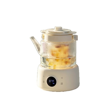 Stikla veselības tējas kanna 1 L, korpuss no borosilikāta stikla, iekšējā stikla tvertne, 220 V, 500–1000 W