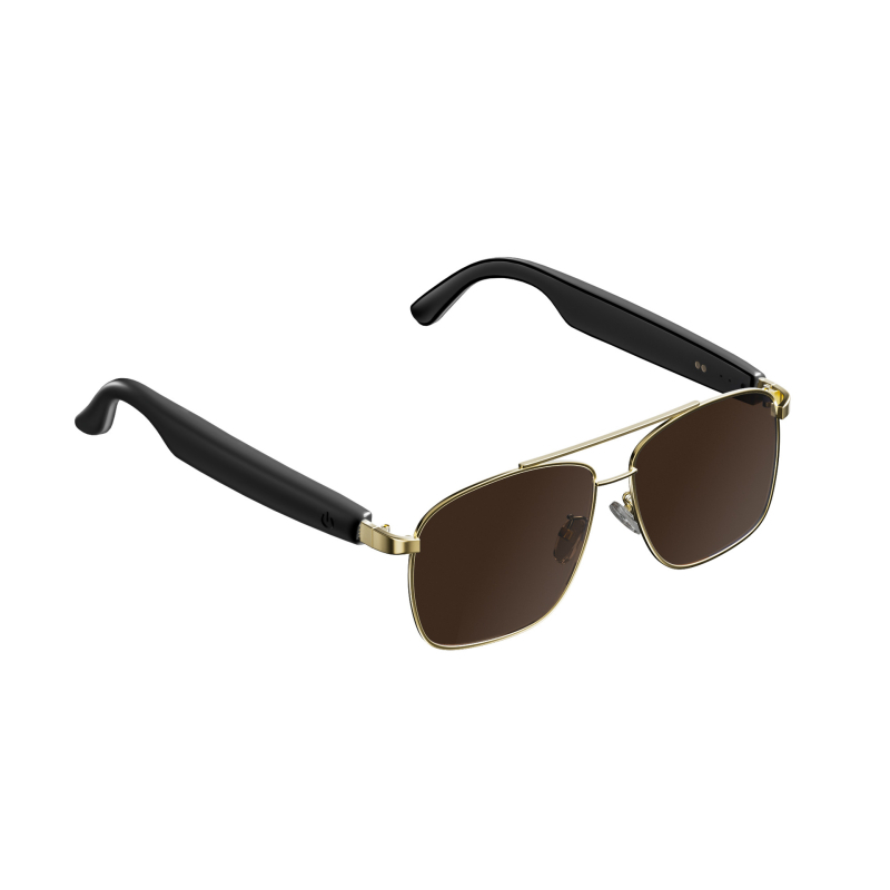Ochelari inteligenți cu traducere AI pentru muzică, ochelari de soare din metal cu Bluetooth audio și protecție UV - BT 5.0, rază 10 m, baterie 4–8 h, IPX4