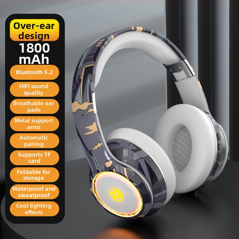 CH888 Bluetooth slúchadlá na hlavu – Bluetooth 5.2, slot na kartu, skladací dizajn, vstavaný mikrofón, 3,5 mm AUX