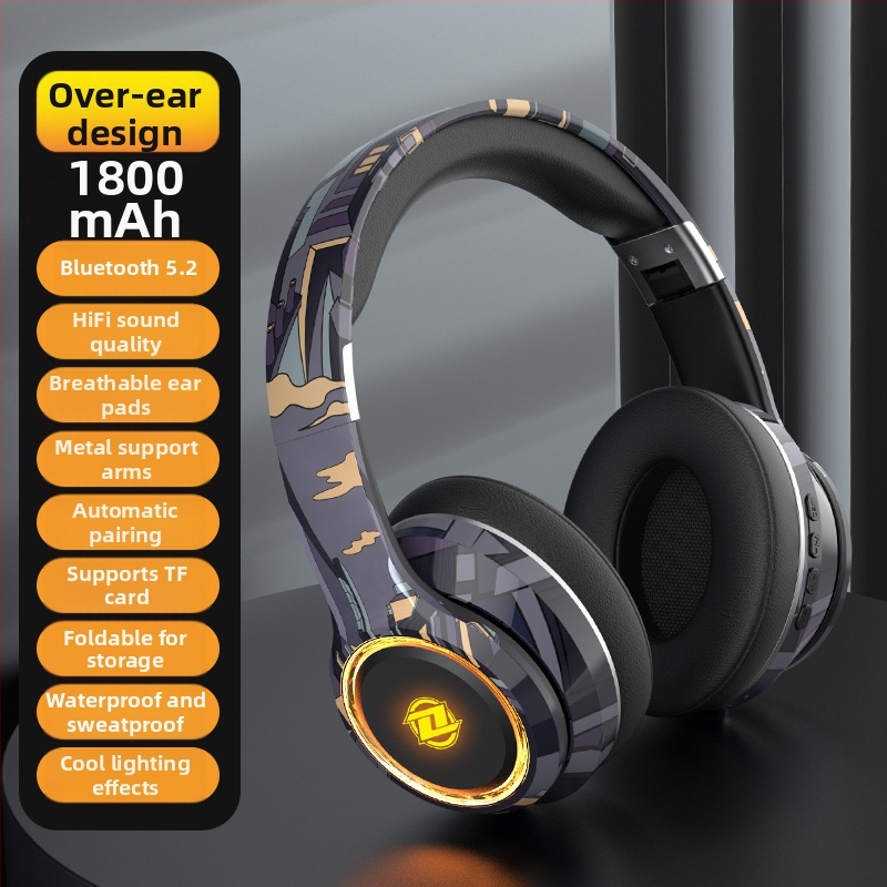 CH888 Bluetooth slúchadlá na hlavu – Bluetooth 5.2, slot na kartu, skladací dizajn, vstavaný mikrofón, 3,5 mm AUX