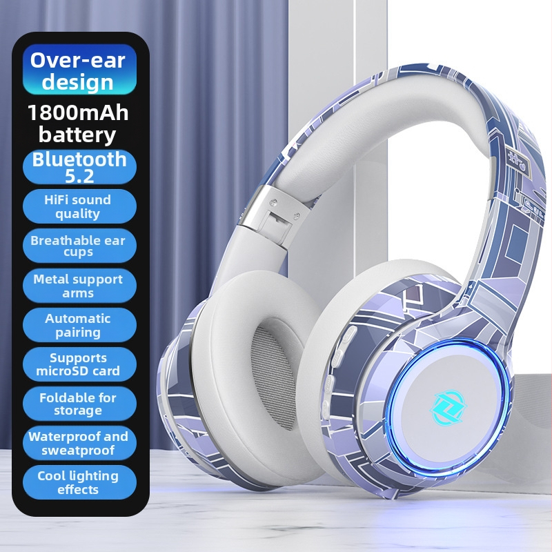 CH888 Bluetooth slúchadlá na hlavu – Bluetooth 5.2, slot na kartu, skladací dizajn, vstavaný mikrofón, 3,5 mm AUX