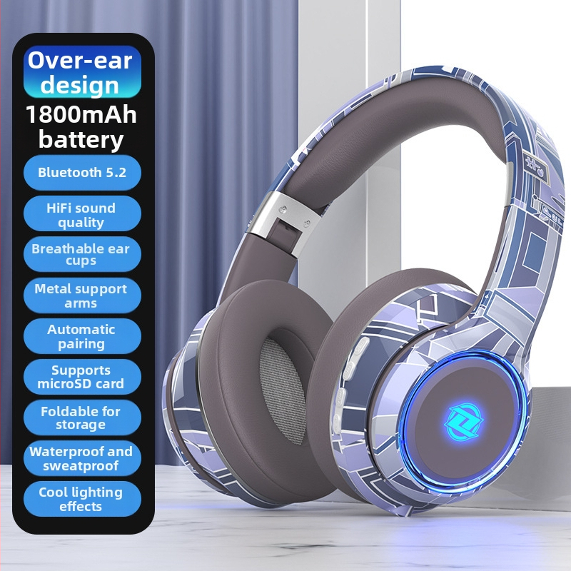 CH888 Bluetooth slúchadlá na hlavu – Bluetooth 5.2, slot na kartu, skladací dizajn, vstavaný mikrofón, 3,5 mm AUX